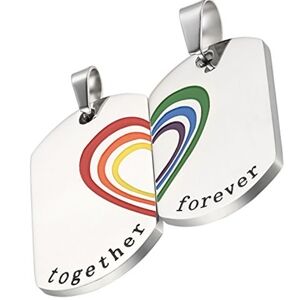 Together Forever Rainbow Heart Dog Tags